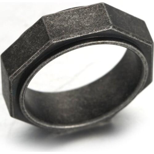 2020 Simple Stainless Steel Ring Square Eight-Sided Titanium Steel Ring Ornament Outdoor EDC Self Defense Ring