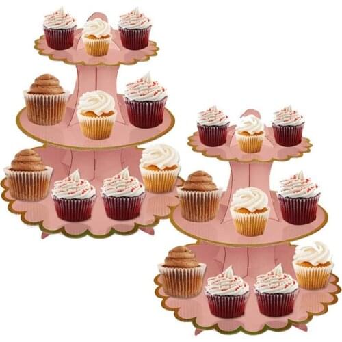 3 Layers Cupcake Display Rack Disposable Round Birthday Dessert DIY Paper Craft Stand Dessert Wedding Party Supplies Cake Tools