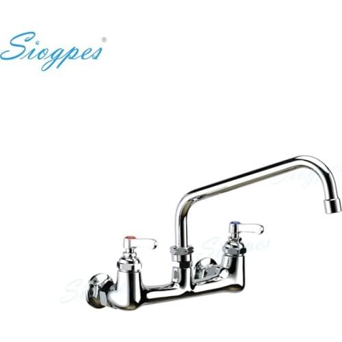 8" 203mm Wall Mount Commercial Kitchen Sink Faucet with Swing Nozzle for Food Service