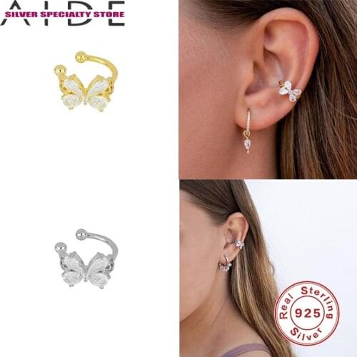 AIDE Insect Clip Earring For Women 2020 925 Sterling Silver Cuffs Earrings For Girl Gift Earrings Fine Jewelry Pendientes Bijoux