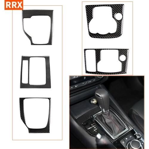 For Mazda3 Axela BM 2013-2016 Car Accessories Carbon Fiber Interior Gear Shift Panel Frame Media Buttons RHD LHD Cover Sticker