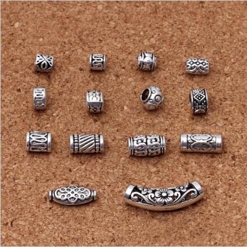 10pcs Tibetan Silver Carved Tube Spacer Beads for Jewelry Making Charm Bracelets DIY Handmade Jewelry Findings