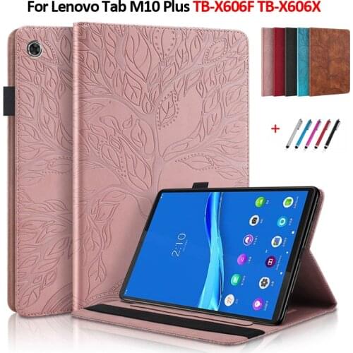Tablet Cover For Lenovo Tab M10 FHD Plus Case 10.3" Emboss Tree Flip Wallet Cover For Funda Lenovo Tab M10 Plus Case TB-X606X/F