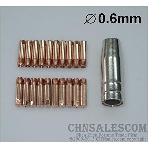 CHNsalescom 21 PCS MB-15AK MIG/MAG Welding Torch Contact Tip 140.0008 Gas Nozzle 145.0075