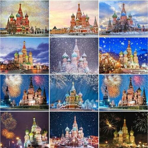 EverShine 5D Diamond Painting Full Square Landscape Cross Stitch Bead Embroidery Church Diamond Art Kits Home Decoration
