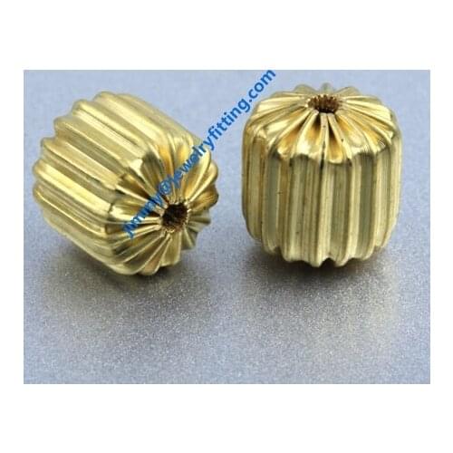 Jewelry findings big size 10mm fashion jewelry corrugated brass beads DIY beads column shape beads