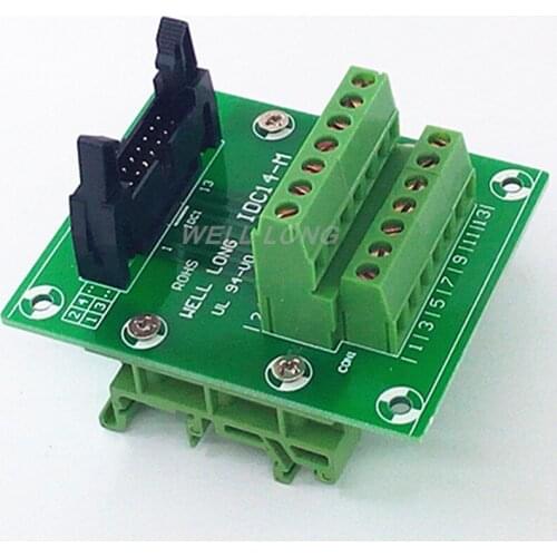 IDC14 2x7 Pins 0.1" Male Header Breakout Board, Terminal Block, Connector