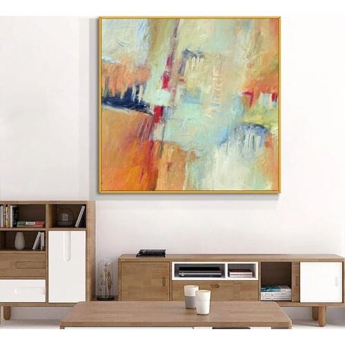 Skilled Artist Hand Painted High Quality Thick Textured Abstract Oil Painting on Canvas Textured Orange Abstract Oil Painting