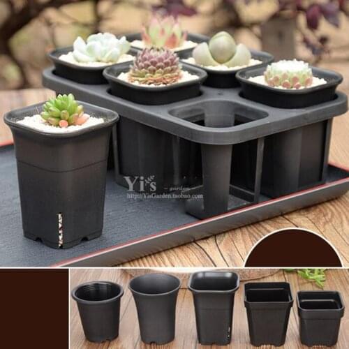 High-Waisted Flower Pot Set Succulents Pot drag Thickening Deepen Garden Pot Set Planter Container (6PCS Pot + Tray)