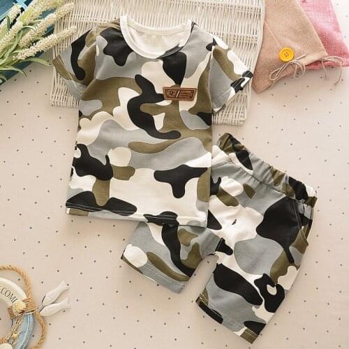 Camouflage Boys Sets 2019 New Children Cotton Clothing Sets Kids Clothes Active T Shirt+Shorts 2Pcs Suit