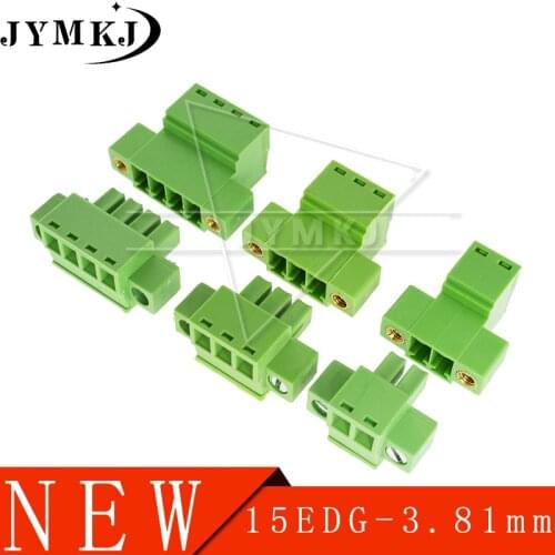5Sets 15EDG 3.81 2/3/4/5/6/7/8/9 pin right angle screw terminal block connector 3.81MM pitch Plug + Pin Header Socket 2p 3p-24p