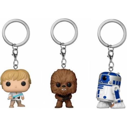 FUNKO Star Skywalker Luke Chubacca R2-D2 Wars Robot Keychain Pendant Cute Toys Christmas Adults Kids POP