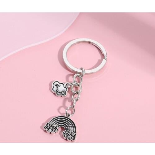 Cute Keychain Natural Phenomenon Key Ring Sun Cloud Rainbow Key Chain For Women Handbag Accessorie Car Hanging Handmade Jewelry