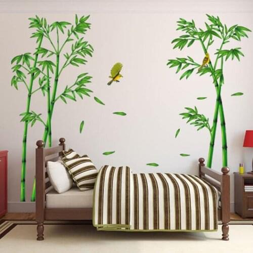2pcs/set Bamboo Forest Birds Large Size Wall Sticker Home Decor Bedroom Wardrobe TV Sofa Wall Poster PVC DIY Art Mural Wallpaper