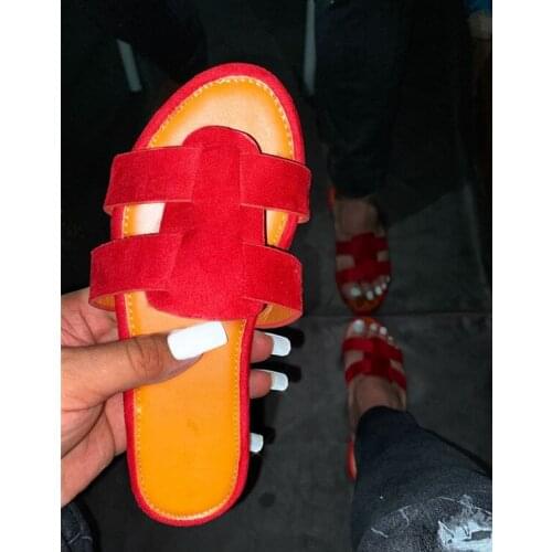 Summer New Leather Beach Slides Around Open-toe Casual Flat Sandals Non-slip Female Slippers Outdoor Comfot Fashion Shoes 41