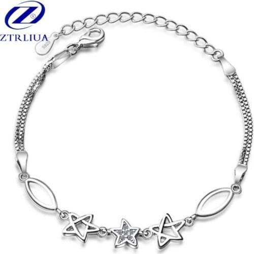 New Personality Popular Fashion 925 Sterling Silver Jewelry Lovely Five-pointed Star Female Exquisite Bracelets SB93