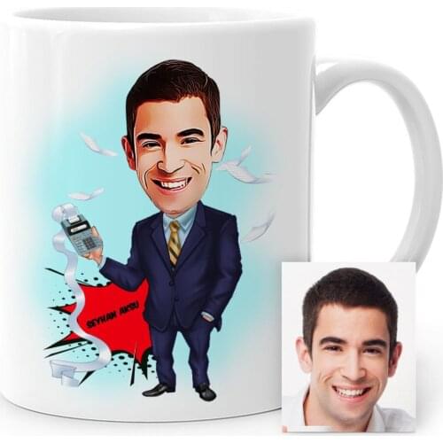 Personalized Mr Accountant Cartoon White Mug Cup-2
