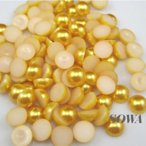 Free Shipping Pick Size 2/3/4/5/6/7/8/9/10/11/12mm Gold Color ABS Half Round Flatback Imitation Pearls Beads Decoration For DIY