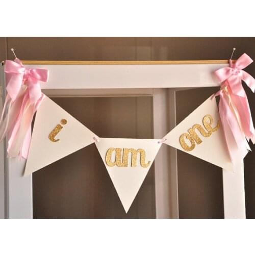 CUSTOM AGE color I Am One highchair Banners birthday baby shower buntings nursery room party garlands photobooth