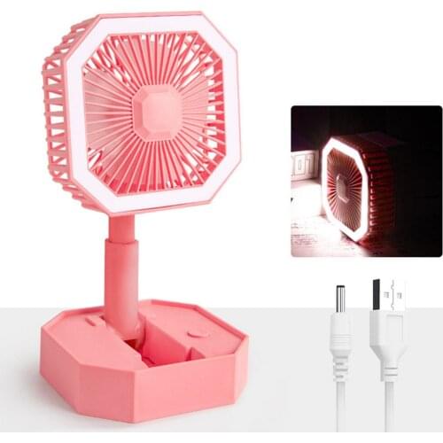 2 In 1 USB Handheld Folding Mini Fan Night Light Foldable Cooling Fan Desktop Fan Table Lamp Fan Reading Light