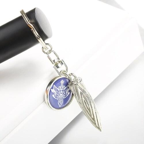 Threaded Bullet Pendant Blue Engraved Medal Silver Plated Key Chains For Women