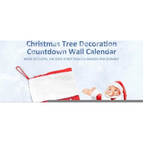Christmas Stockings Fabric Santa Claus Sock Gift Kids Candy Bag Christmas Countdown Wall Calendar Xmas Tree Decoration