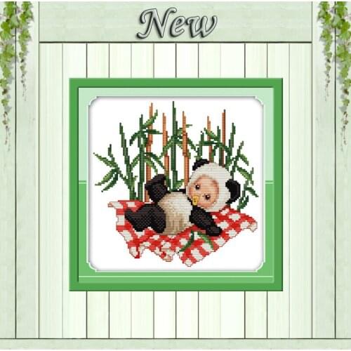 Cute panda animal lovely decor painting counted print on canvas DMC 14CT 11CT Chinese Cross Stitch Needlework Set Embroider kits