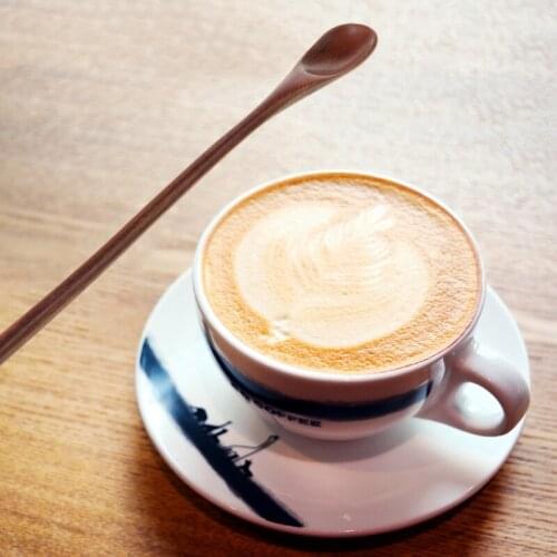 Natural Wooden Spoon Coffee Tea Cooking Dining Utensil Retro Long Handle Cutlery QX2E