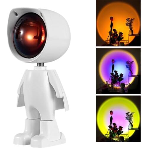LED Night Light Rainbow Sunset Projection Night light Cartoon Astronaut Projector Atmosphere Lamp Background Wall Decor