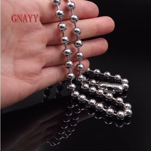 GNAYY Jewelry Shiny Stainless Steel Beads chain Necklace 6mm/8mm wide 18 inch-32 inch choose