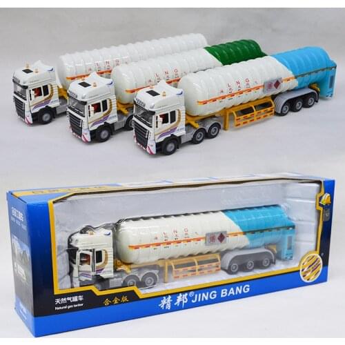 1:50 Boxed Natural Gas Tanker Liquefied Gas Lng Transport Vehicle Car Body Simulation Alloy Engineering Vehicle Tank Truck