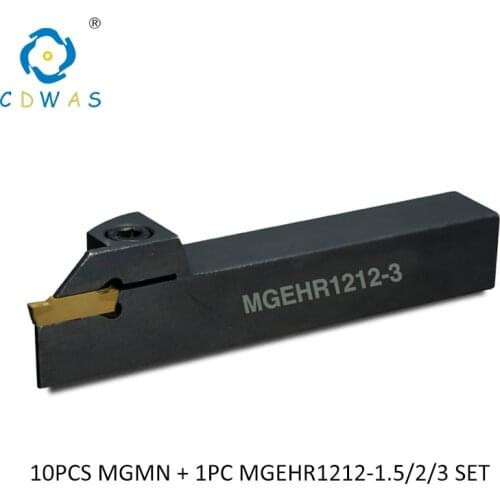 1PC MGEHR1212 1.5 2 External Grooving Tool Holder + 10PCS MGMN 150 300 mgmn200 High quality Inserts Parting Plate Lathe Tool Set