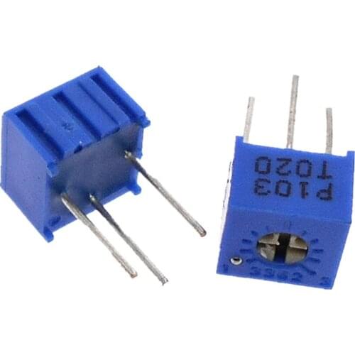 10pcs/lot 3362P Adjustable Precision Potentiometer 1/2/5/10/20/50/100/200/500K 100R-1M 103