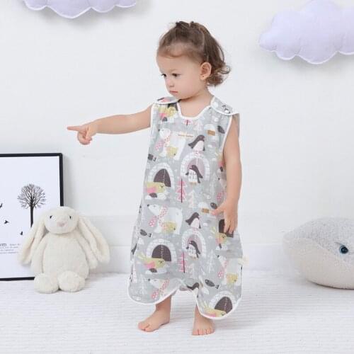 2020 new Summer Baby Sleeping Bag Newborn Toddler Sleeveless Sleeping Bag Pure Cotton 2 Layer Gauze Baby Tulle Home Sleeping Bag