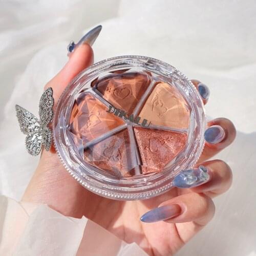 5Colors Shimmer Eyeshadow Palette Blush Highlighter Facial Eyes Makeup Pearlescent Long-lasting Waterproof Not Flying Powder