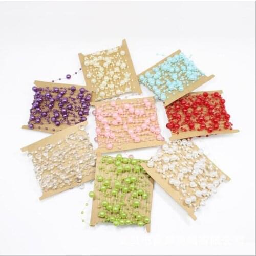 5yards/lot ABS Imitation Pearl Beads Chain Pearl Ribbon Trim for Wedding Party Home Decoration Boutique Accessories