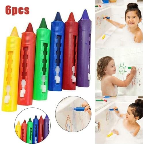 6Pcs Washable Crayon Kids Baby Bath Time Paints Drawing Pens Toy for Halloween Makeup GQ