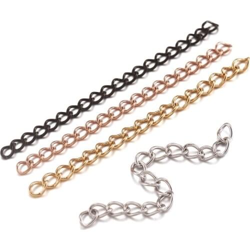 80pcs 304 Stainless Steel Chain Extenders Curb Chain Tail Extender Twisted Chain for Jewelry Making DIY Craft Supplies 45~53mm