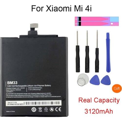 Phone Battery BM33 3120mAh High Capacity High Quality for Xiaomi Mi 4i Mi4i Original Replacement Battery + Free Tool
