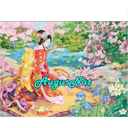 5d diy diamond mosaic full drill geisha dimond painting japanese woman flower dotz beads puzzle picture embroidery cross stitch