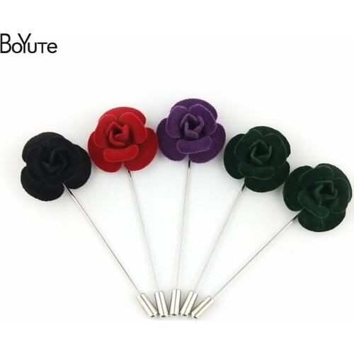 BoYuTe 5Pcs Mix Colors Flower Lapel Pin Brooch Wholesale Hand Made Men Brooch