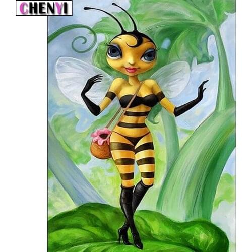 CHENYI Diy Diamond Embroidery Sexy Bee Full 5D Diamond Painting Kit Cartoon Mosaic Rhinestones Paint With Diamonds Home Decor