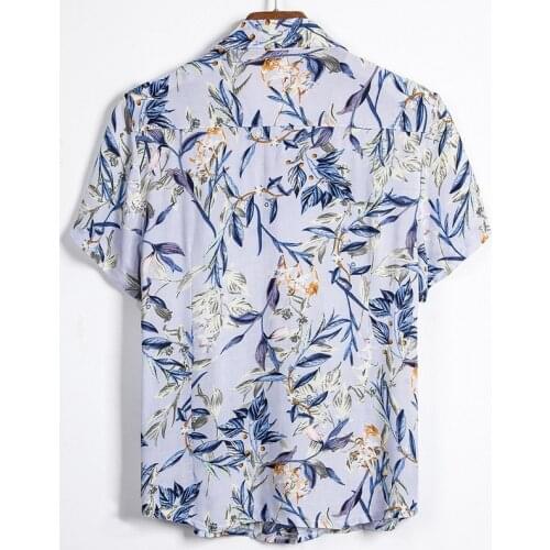 Dihope 2021 Summer Pure Cotton Mens Hawaiian Shirt Printed Short Sleeve Big Us Size Hawaii Flower Beach Floral Patterns