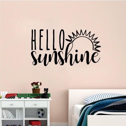 HDJWU Hello Sunshine Wall Decoration For Kids Decorative DIY Poster Art Removeable Mural Room Sticker Room Decel LY06