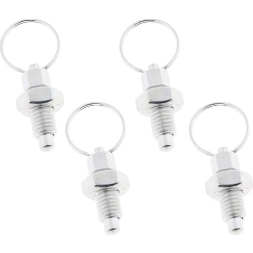 4Pcs Stainless Steel Non Lock-Out Indexing Plunger With Pull Ring M8