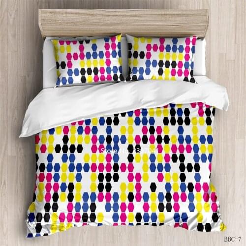 2-3 Pieces Multi-color Block Patchwork Bedding Set Stylish Color Down Quilt Cover Pillowcase Children Adult Bedroom Decoration