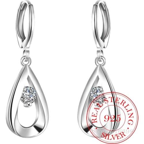 Korean 925 Sterling Silver Romantic Water-drop Crystal Vintage Long Dangle Earrings For Women 2020 Engagement Wedding Jewelry