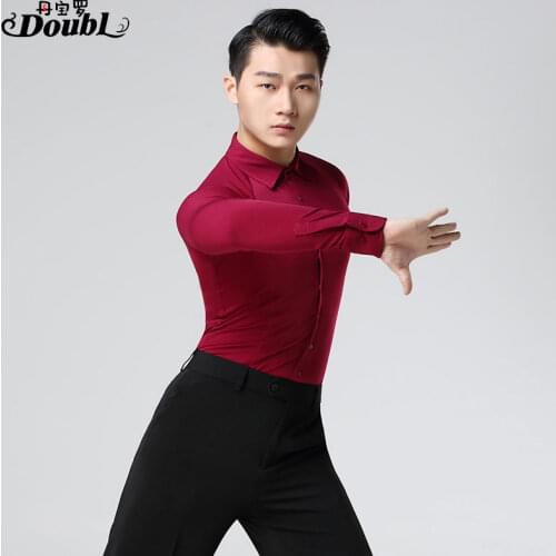 Latin dance costumse long sleeves latin dance tops for men shirts latin dancing jackets S-XXXL