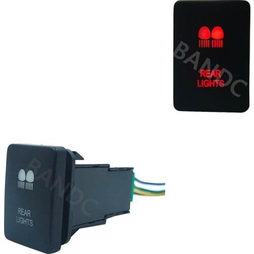 Red Led 3Amp 12V REVERSE CAMERA On Off SPST Square Push Switch for Toyota Prado 150 Series, with Jumper Wire