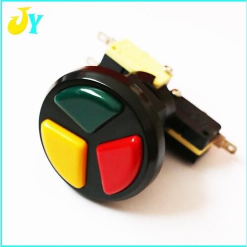 2 pcs 3 in 1 Round Arcade Button Triple Color Push Button with Micro Switch for Coin Operated Arcade Games Machine